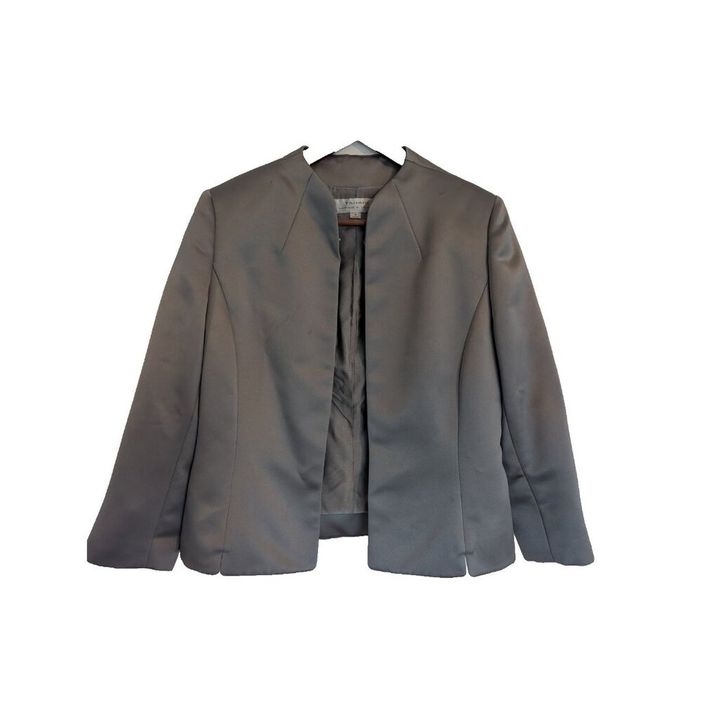 Tahari ASL Silver Blazer Size 8 holiday party quiet luxury office